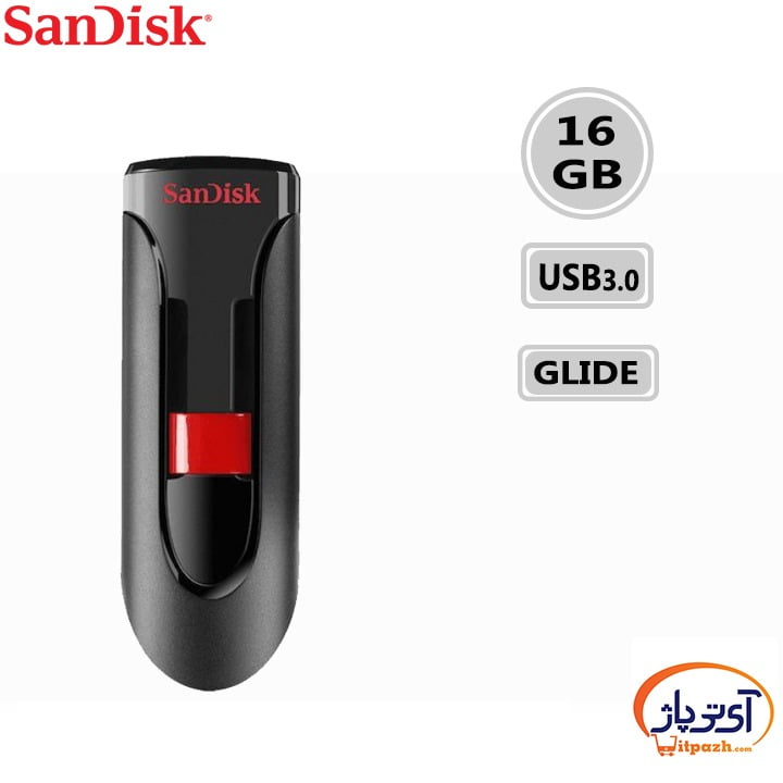 خرید فلش مموری USB3.0 سن دیسک 16 گیگابایت مدل SanDisk Cruzer Glide در مشهد