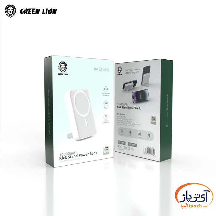 پاوربانک وایرلس مگنتی 20W گرین لاین Kick Stand GL-PB31 ظرفیت 10000mAh 11 پاوربانک وایرلس مگنتی 20W گرین لاین Kick Stand GL-PB31 ظرفیت 10000mAh - Image 4