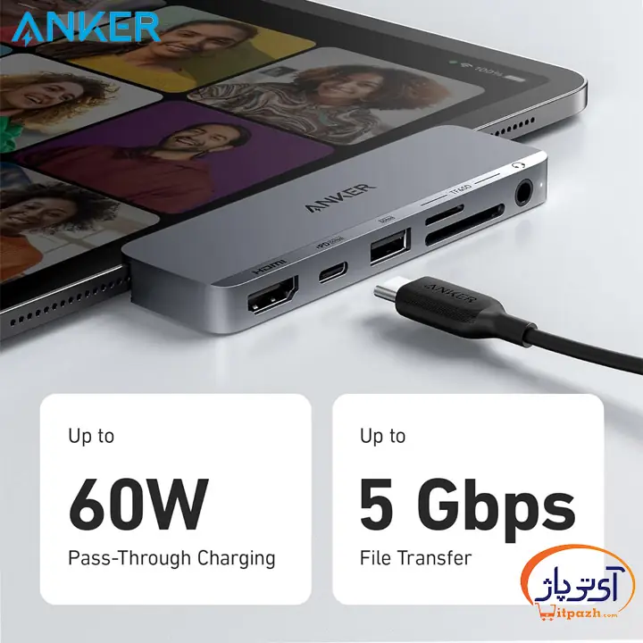 هاب 6 پورت Type-C انکر 60وات A8363 9 هاب 6 پورت Type-C انکر 60وات A8363 - Image 3
