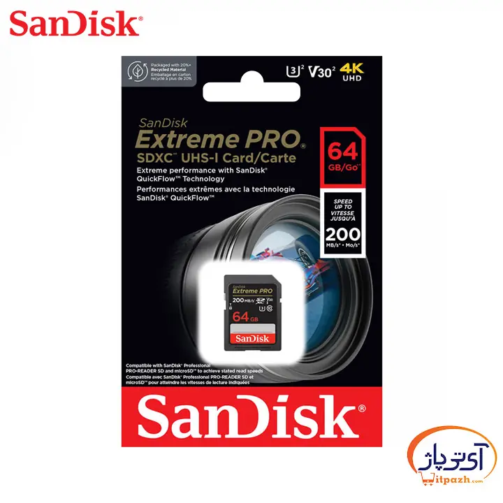 کارت حافظه SDXC سن دیسک Extreme Pro V30 ظرفیت 64 گیگابایت 10 کارت حافظه SDXC سن دیسک Extreme Pro V30 ظرفیت 64 گیگابایت - Image 3