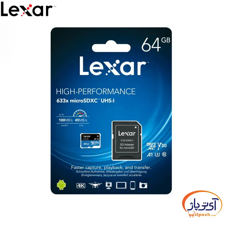 کارت حافظه لکسار SD U1 V30 633x ظرفیت 64 گیگابایت سرعت 100m/s 5 کارت حافظه لکسار SD U1 V30 633x ظرفیت 64 گیگابایت سرعت 100m/s - Image 2