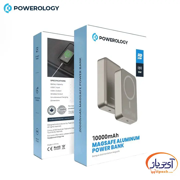 پاوربانک وایرلس پاورولوژی MagSafe توان 20/15 وات ظرفیت 10000 میلی آمپر 5 پاوربانک وایرلس پاورولوژی MagSafe توان 20/15 وات ظرفیت 10000 میلی آمپر - Image 2