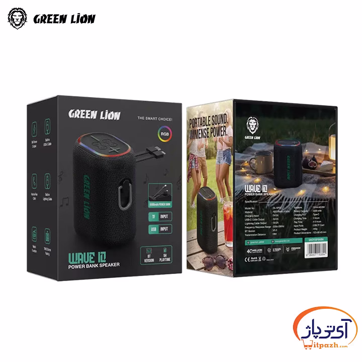 اسپیکر بلوتوثی و پاوربانک 5000 میلی آمپر گرین لاین مدل Wave 10 5 راسپیکر بلوتوثی و پاوربانک 5000 میلی آمپر گرین لاین مدل Wave 10
