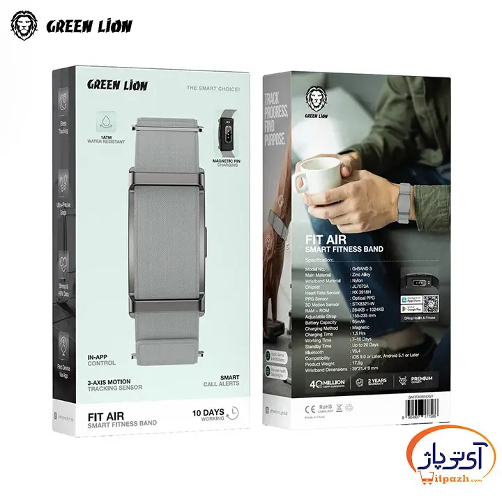 مچ بند هوشمند گرین لاین Fit Air Smart Fitness Band 5 مچ بند هوشمند گرین لاین Fit Air Smart Fitness Band